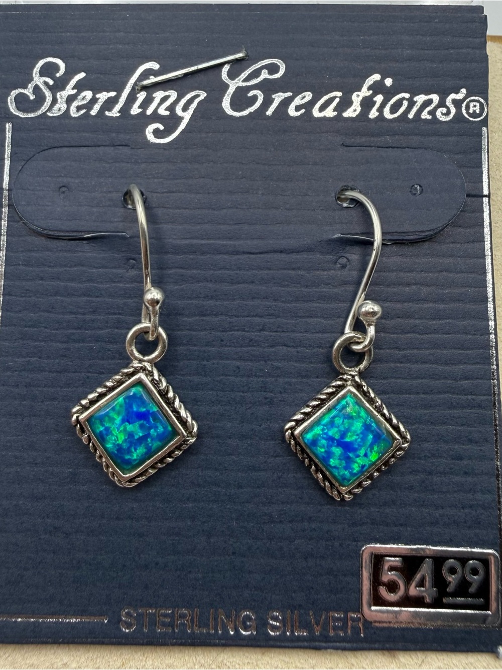 Sterling Creations Crushed Opal Sterling Silver Dangle Earrings Thailand